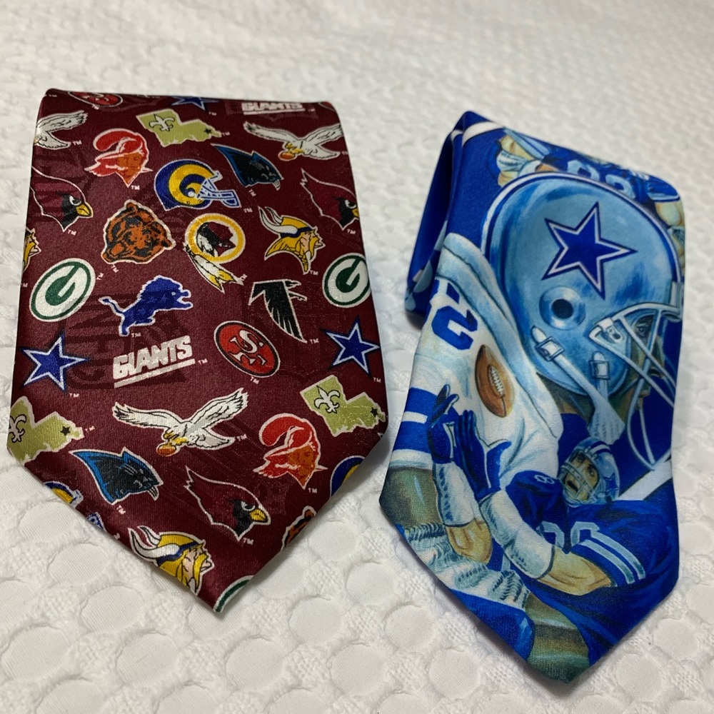 Vtg Set of 2 NFL Ties NFC & Dallas Cowboys